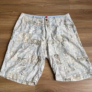 J Crew Chino Shorts Mens 34W All Over‎ Print Paisley 100% Cotton 11” Inseam EUC